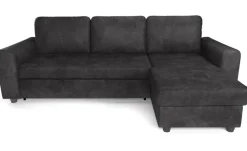 Ecksofa mit Bettfunktion und Bettkasten anthrazit Microfaser B/T: ca. 245x155 cm