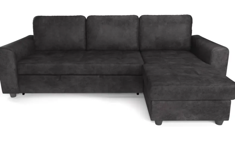 Ecksofa mit Bettfunktion und Bettkasten anthrazit Microfaser B/T: ca. 245x155 cm