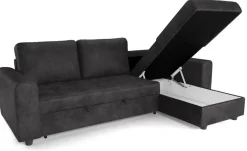 Ecksofa mit Bettfunktion und Bettkasten anthrazit Microfaser B/T: ca. 245x155 cm