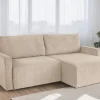 Ecksofa mit Bettfunktion und Bettkasten creme Microfaser B/H/T: ca. 227x92x146 cm