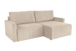 Ecksofa mit Bettfunktion und Bettkasten creme Microfaser B/H/T: ca. 227x92x146 cm