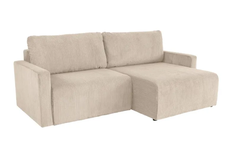 Ecksofa mit Bettfunktion und Bettkasten creme Microfaser B/H/T: ca. 227x92x146 cm