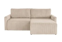 Ecksofa mit Bettfunktion und Bettkasten creme Microfaser B/H/T: ca. 227x92x146 cm