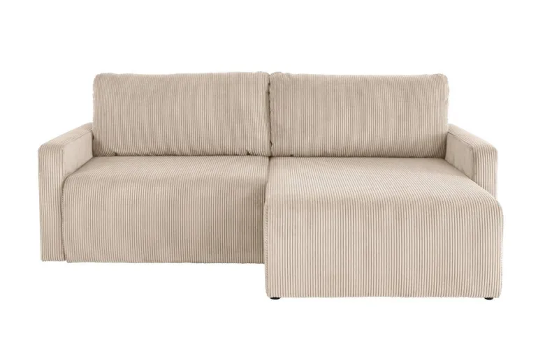 Ecksofa mit Bettfunktion und Bettkasten creme Microfaser B/H/T: ca. 227x92x146 cm