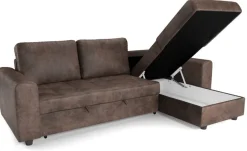 Ecksofa mit Bettfunktion und Bettkasten silber Microfaser B/T: ca. 245x155 cm