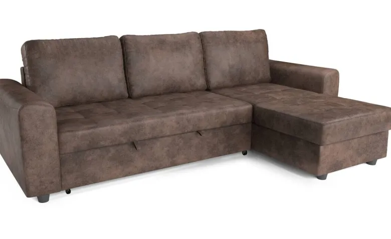 Ecksofa mit Bettfunktion und Bettkasten silber Microfaser B/T: ca. 245x155 cm