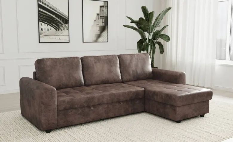 Ecksofa mit Bettfunktion und Bettkasten silber Microfaser B/T: ca. 245x155 cm