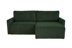 Ecksofa mit Bettfunktion und Bettkasten grün Microfaser B/H/T: ca. 227x92x146 cm
