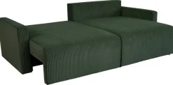 Ecksofa mit Bettfunktion und Bettkasten grün Microfaser B/H/T: ca. 227x92x146 cm