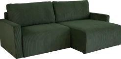 Ecksofa mit Bettfunktion und Bettkasten grün Microfaser B/H/T: ca. 227x92x146 cm