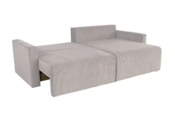 Ecksofa mit Bettfunktion und Bettkasten hellgrau Microfaser B/H/T: ca. 227x92x146 cm