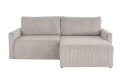 Ecksofa mit Bettfunktion und Bettkasten hellgrau Microfaser B/H/T: ca. 227x92x146 cm