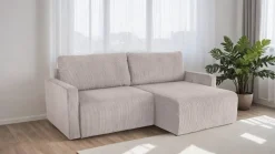 Ecksofa mit Bettfunktion und Bettkasten hellgrau Microfaser B/H/T: ca. 227x92x146 cm