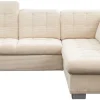 Ecksofa mit Bettfunktion und Bettkasten creme Microfaser B/T: ca. 216x260 cm