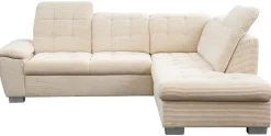 Ecksofa mit Bettfunktion und Bettkasten creme Microfaser B/T: ca. 216x260 cm