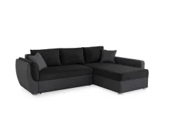 Ecksofa mit Bettfunktion und Bettkasten schwarz Polyester B/H/T: ca. 247x82x178 cm