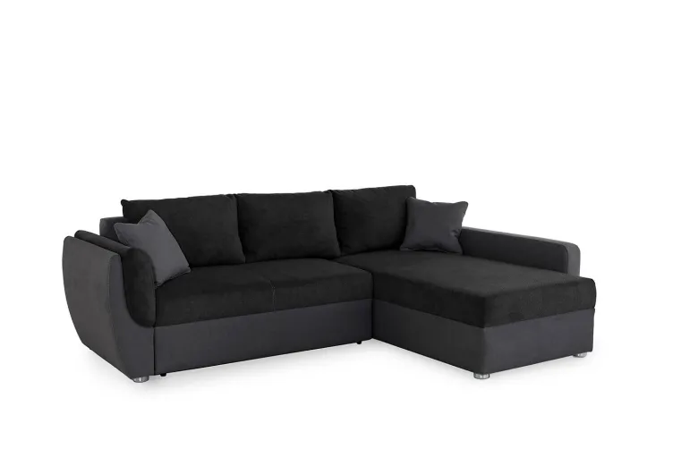Ecksofa mit Bettfunktion und Bettkasten schwarz Polyester B/H/T: ca. 247x82x178 cm