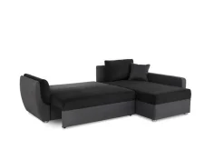 Ecksofa mit Bettfunktion und Bettkasten schwarz Polyester B/H/T: ca. 247x82x178 cm