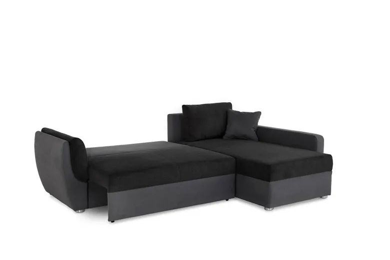 Ecksofa mit Bettfunktion und Bettkasten schwarz Polyester B/H/T: ca. 247x82x178 cm