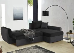 Ecksofa mit Bettfunktion und Bettkasten schwarz Polyester B/H/T: ca. 247x82x178 cm