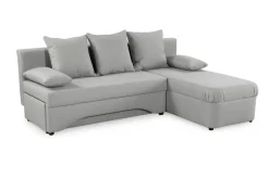 Ecksofa mit Bettfunktion und Bettkasten hellgrau Flachgewebe B/H/T: ca. 191x70x142 cm