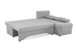 Ecksofa mit Bettfunktion und Bettkasten hellgrau Flachgewebe B/H/T: ca. 191x70x142 cm