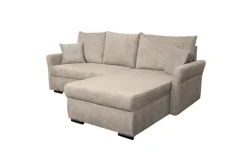 Ecksofa mit Bettfunktion und Bettkasten beige Webstoff B/H/T: ca. 218x90x168 cm