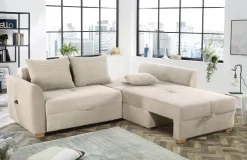 Ecksofa mit Bettfunktion und Bettkasten beige B/H/T: ca. 236x81x160 cm