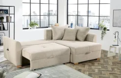 Ecksofa mit Bettfunktion und Bettkasten beige B/H/T: ca. 236x81x160 cm