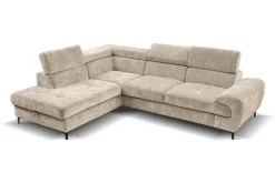 Ecksofa mit Bettfunktion und Bettkasten natur Microfaser B/H/T: ca. 256x73x202 cm