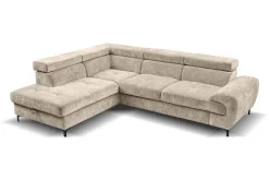 Ecksofa mit Bettfunktion und Bettkasten natur Microfaser B/H/T: ca. 256x73x202 cm