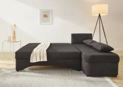 Ecksofa mit Bettfunktion und Bettkasten grau Microfaser B/H/T: ca. 191x70x142 cm