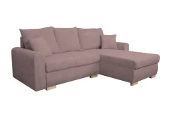 Ecksofa mit Bettfunktion und Bettkasten rosa Microfaser B/H/T: ca. 224,5x90x168 cm