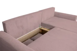 Ecksofa mit Bettfunktion und Bettkasten rosa Microfaser B/H/T: ca. 224,5x90x168 cm