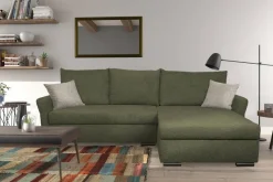 Ecksofa mit Bettfunktion und Bettkasten grün Webstoff B/H/T: ca. 218x90x168 cm