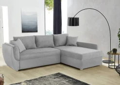 Ecksofa mit Bettfunktion und Bettkasten grau Polyester B/H/T: ca. 247x82x178 cm