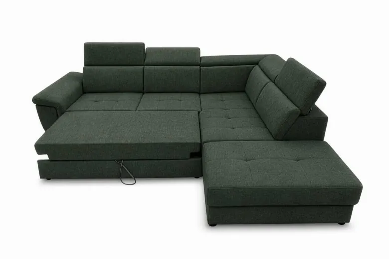 Ecksofa mit Bettfunktion und Bettkasten dunkelgrün Flachgewebe B/H/T: ca. 267x75x238 cm