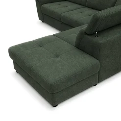 Ecksofa mit Bettfunktion und Bettkasten dunkelgrün Flachgewebe B/H/T: ca. 267x75x238 cm