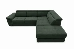 Ecksofa mit Bettfunktion und Bettkasten dunkelgrün Flachgewebe B/H/T: ca. 267x75x238 cm