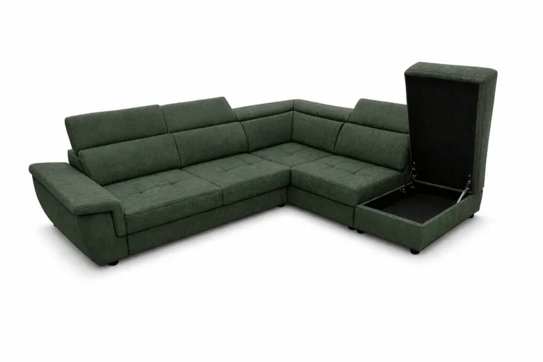 Ecksofa mit Bettfunktion und Bettkasten dunkelgrün Flachgewebe B/H/T: ca. 267x75x238 cm