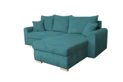 Ecksofa mit Bettfunktion und Bettkasten türkis Microfaser B/H/T: ca. 224,5x90x168 cm