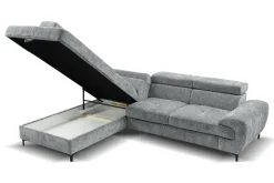 Ecksofa mit Bettfunktion und Bettkasten dunkelgrau Microfaser B/H/T: ca. 256x73x202 cm