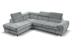 Ecksofa mit Bettfunktion und Bettkasten dunkelgrau Microfaser B/H/T: ca. 256x73x202 cm