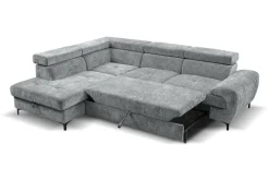 Ecksofa mit Bettfunktion und Bettkasten dunkelgrau Microfaser B/H/T: ca. 256x73x202 cm