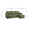 Ecksofa mit Bettfunktion und Bettkasten khaki Microfaser B/H/T: ca. 215x145x82 cm