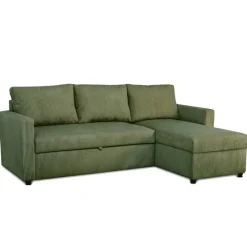 Ecksofa mit Bettfunktion und Bettkasten khaki Microfaser B/H/T: ca. 215x145x82 cm
