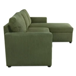 Ecksofa mit Bettfunktion und Bettkasten khaki Microfaser B/H/T: ca. 215x145x82 cm