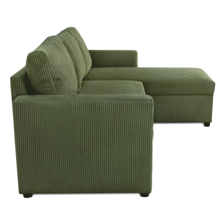 Ecksofa mit Bettfunktion und Bettkasten khaki Microfaser B/H/T: ca. 215x145x82 cm