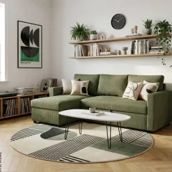 Ecksofa mit Bettfunktion und Bettkasten khaki Microfaser B/H/T: ca. 215x145x82 cm