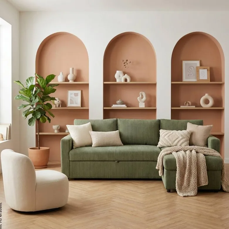 Ecksofa mit Bettfunktion und Bettkasten khaki Microfaser B/H/T: ca. 215x145x82 cm